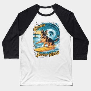 Surfing German Shepherd Baseball T-Shirt